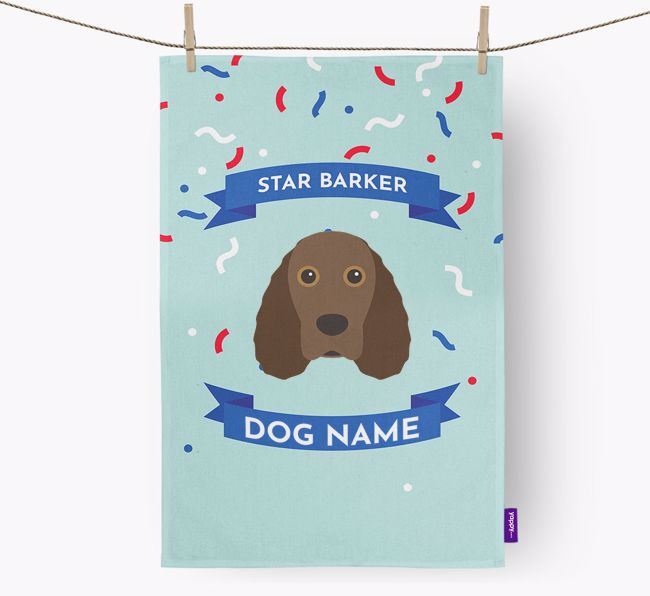 Personalised 'Star Barker' Tea Towel with {breedFullName} Icon
